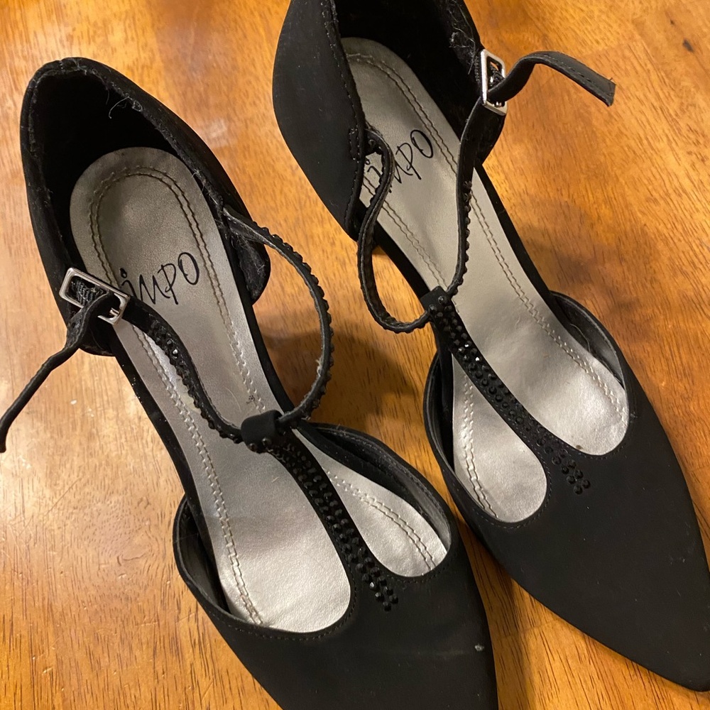 Impo Black T-Strap Heels